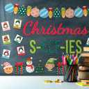 Faccito 99 Pcs Christmas Bulletin Board Cutouts Decorations Selfies Vintage Large Cut Outs and Glue Points with Student Photos for Xmas Party Classroom Church Home Decor