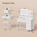 YeTom Vanity Desk with Mirror and Lights, Makeup Vanity Desk with 4 Fabric Drawers & Storage Shelves & Chair, 3 Color Modes & Adjustable Brightness, White Vanity, Vanity Set, Bedroom Furniture, 34.3in