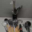 Cooking Utensils Set- 35 PCs Kitchen Utensils with Grater,Tongs, Spoon Spatula &Turner Made of Heat Resistant Food Grade Silicone and Wooden Handles Kitchen Gadgets Tools Set for Cookware (Dark Gray)