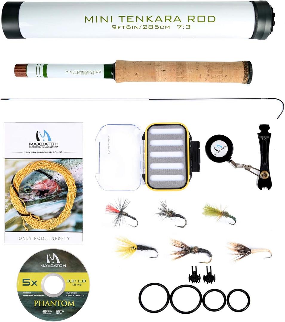 Maxcatch Mini Tenkara Fly Fishing Rod with Extra Tip Section 12ft, 9ft6
