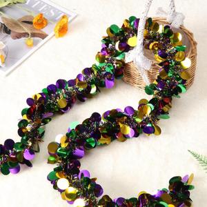 50 Feet Mardi Gras Tinsel Garland Gold Green Purple Garland Mardi Gras Christmas Tree Tinsel Garland Metallic Twisted Hanging Garland for Mardi Gras Oktoberfest Birthday Party Decoration