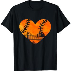 US State San Francisco Baseball Vintage Heart T-Shirt