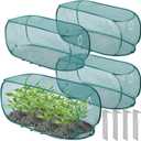 Threehoney 4 Pcs 35'' x 14'' x 16'' Pop up Garden Mesh Plant Cover Outdoor Plant Protector Garden Row Raised Bed Cover with Ground Nails Crop Cage Net for Seedlings Vegetable Fruit Herbs (Dark Green)