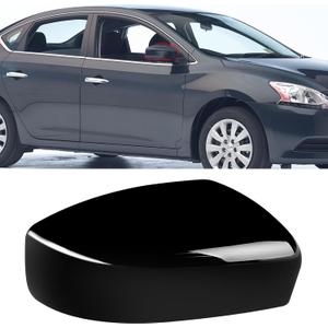 Moonlinks Compatible with Nissan Sentra 2013 2014 2015 2016 2017 2018 2019 Right Side Mirror Cover Replacement, Glossy Black Right Passenger Side Door Rearview Side Mirror Cap Trim