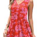 XIEERDUO Summer Dresses for Women 2026 Casual Classy Dress V Neck Swimsuit Coverups Fashion Clothing (M)