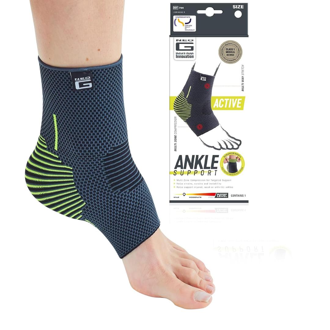 Neo-G Ankle Compression Sleeve Sports  Active  Ankle Compression Sleeve for Running - Lightweight, Elastic, Helps with Strains, Weak Ankles, Injury Recovery, Ankle Swelling Relief - L (Large: 23 - 27 cm / 9.1 - 10.6 in)