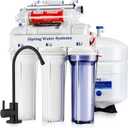 iSpring RCC7AK-UVBLK, NSF/ANSI 58 Certified, Alkaline and UV 7-Stage Reverse Osmosis Water Filter System, Clear Housing for Easy Filter Inspection, Reduces PFAS, TDS, Chlorine, Lead, pH+ (Sleek Black Faucet)