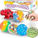 4 Pack Stress Balls, Vent Dinosaur Fidget Mesh Squishy Stress Relief Toys for Adults Anxiety Sensory Squeeze Pop Colorful Basket Stuffers Classroom Student Rewards Carnival Prizes Birthday Goody Bag