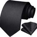 HISDERN Ties for Men Solid Houndstooth Neckties Handkerchief Formal Business Tie & Pocket Square Set Wedding Party
