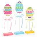 3 Pieces Easter Tiered Tray Decor, Wooden Eggs Decor, Colorful Easter Table Decorations for Home Farmhouse Kitchen Decorations