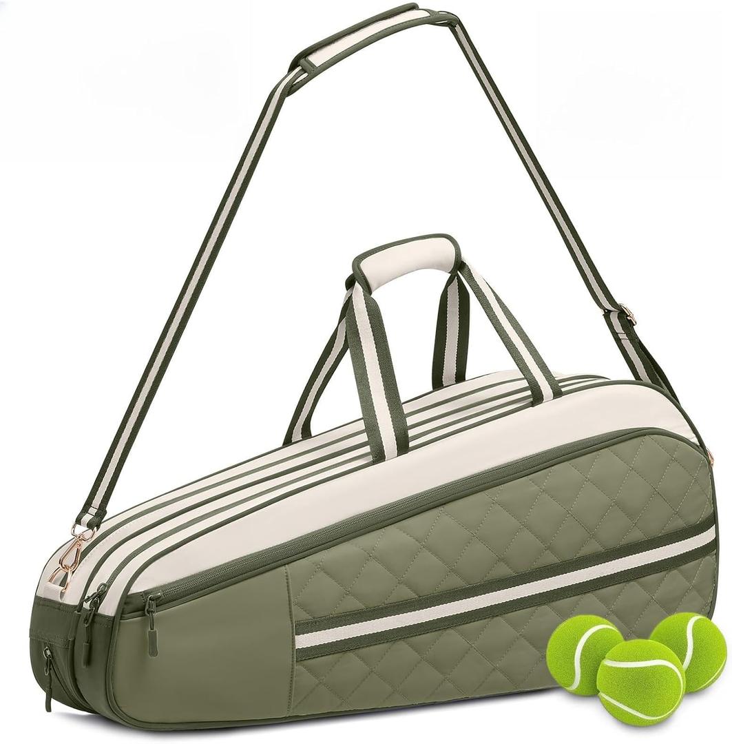 Sucipi Tennis Bag for Women & Men, 3-6 Rackets Tennis Racket Bag with Shoe Compartment & Insulated Pocket, Water-Resistant Gym Bag, Perfect Tennis Accessories for Court Training & Daily Use