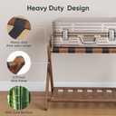 Smart FENDEE 26.77 Fully Assembled Dark Walnut Luggage Racks with Folable Storage Shelf, 5 Heavy-Duty Straps Bamboo Suitcase Stand, Luggage Holders for Guest Room, Bedroom, Hotel