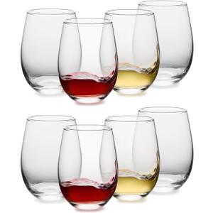 Stemless Wine Glasses Set of 8, 18oz Red White Wine Glasses,Lead-free Wine Glasses for Home, Party, Wedding, Ideal Wine Accessories Gift,Clear