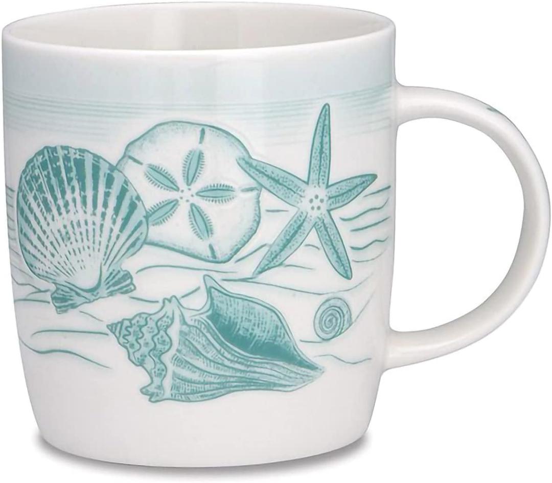 Cape Shore Atlantic Coffee Tea Mug Cup, Shells Gifts for Birthday Christmas, 14 Oz