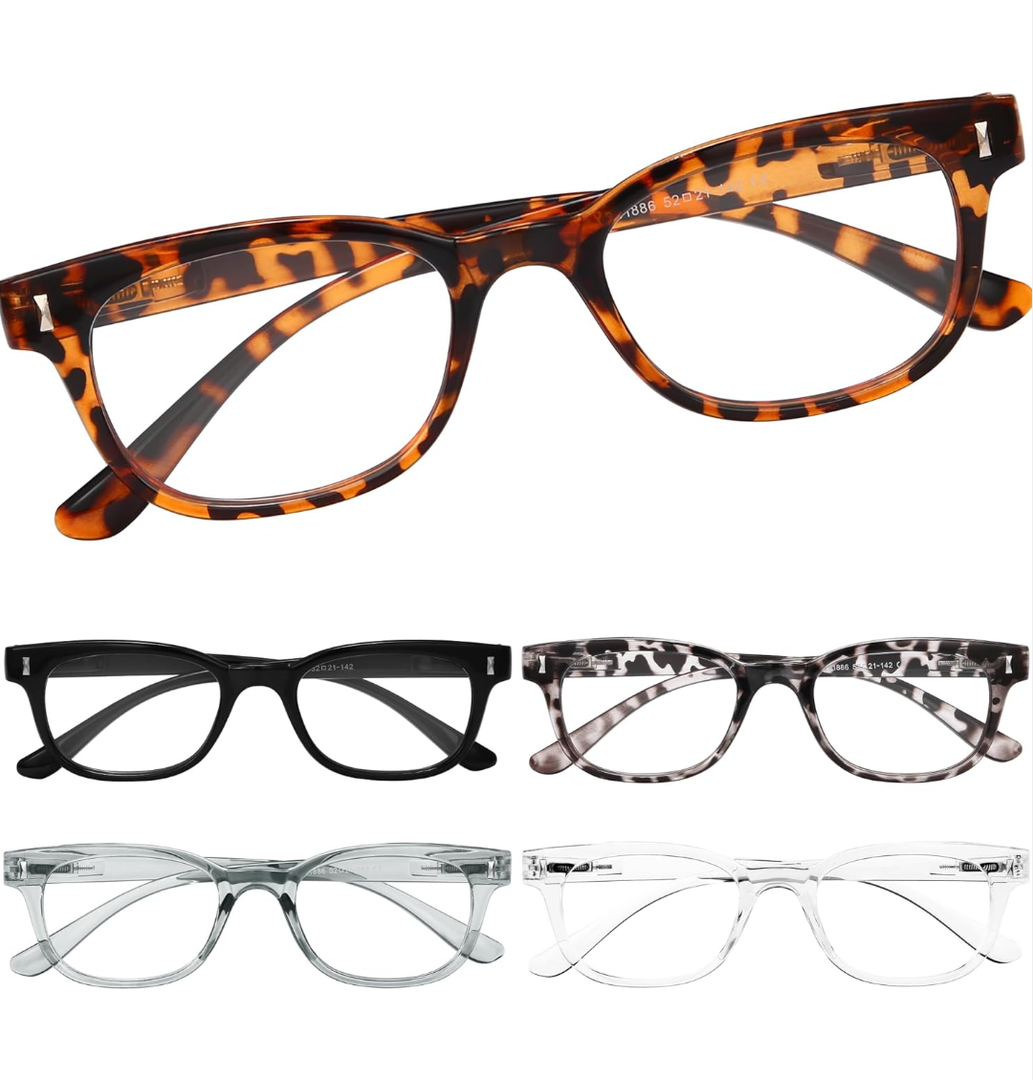 BLS BLUES 5 Packs Reading Glasses for Women Blue Light Blocking, Vintage Computer Eyewear, +0.5