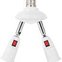 2 in 1 Light Socket Extender, Adjustable E26/E27 Bulb Extension Socket Adapter, 360 Rotatable & 180 Bendable Light Sockets Splitter with Switch, Lamp Holder for Halogen, LED, CFL and Motion Bulb