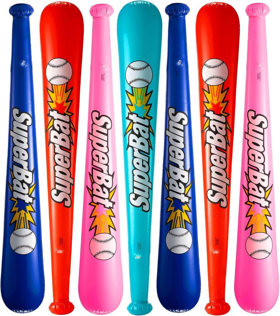 Bedwina Inflatable Baseball Bats in Bulk - (Pack of 12) - Giant 42 Inch Baseball Party Favors for Kids, Sports Theme Toy Party Supplies and Birthday Party Decorations