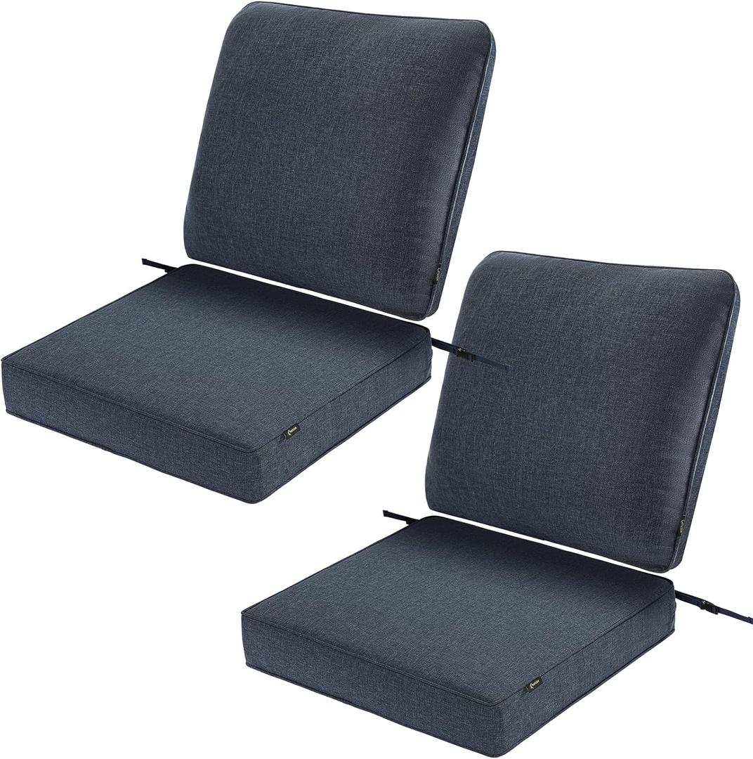 SUNROX 2 Pack Outdoor Chair Cushions Waterproof & FadeShield Patio Furniture Cushions, All-Weather Quick-Dry Deep Seat Cushions with DryMesh Drainage Replacement Cushions for Sofa Couch 24x24 Inch