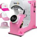 Giraffe Auto Hat Heat Press Machine, Automatic Hat Press Heat Machine for Caps T-Shirts Bags, DIY Sublimation Hat Press Cap Press Auto Open & Release & Digital Press Knob-Style Control Panel (Pink)