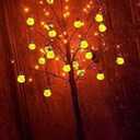Twinkle Star 6FT Halloween Decorations Black Spooky Tree, Glittered with 96 LED Orange Lights and 24 Pumpkins, 24V 3.6W Low Voltage Lighted Artificial Tree for Indoor Holiday Party All Saints Day