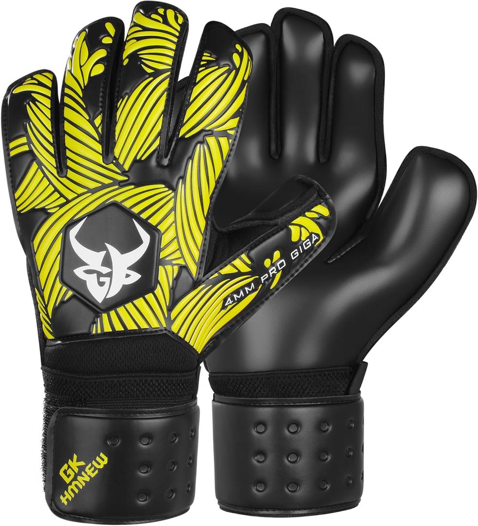 Soccer Goalkeeper Goalie Gloves Extreme Strong Control and Grip with Finger Protection High Performance Pro-Level Goalie Glove Anti-Slip Latex Palm Breathable Comfortable for Kids Youth Adult (8, Yellow)