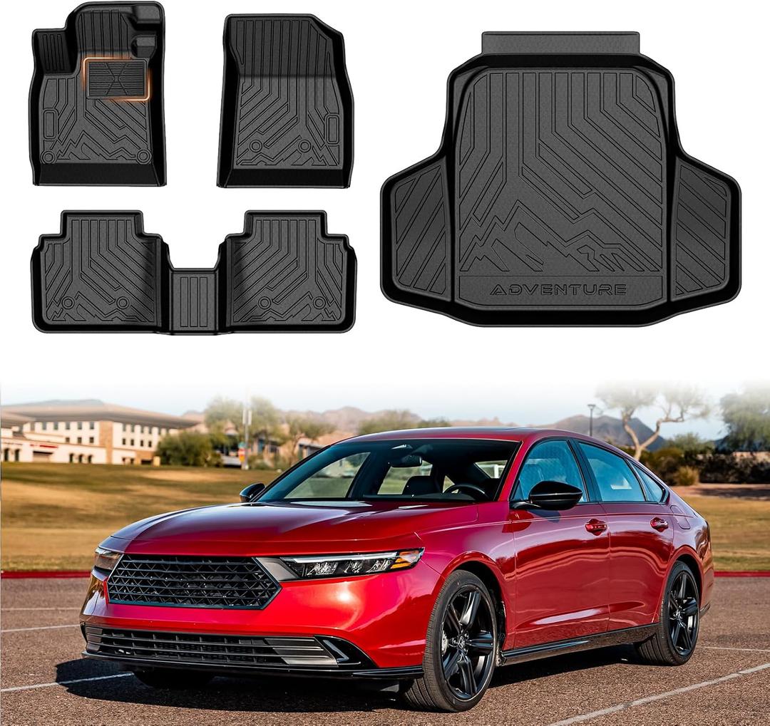 Mixsuper Accord Floor mats-Floor Mat & Cargo Liner for Honda Accord 2023-2026 Gasoline & Hybrid,All Weather TPE Rubber Floor Liners Protection for Accord Accessories,Full Set Anti-Slip Car Mats,Black