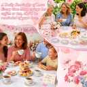 Domensi 16 Sets Mother's Day Flower Coasters Gift Ceramic Butterfly Coasters with Mom Greeting Cards from Daughter Son Floral Table Decoration for Mom Women Birthday