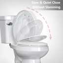 19 Inch White Elongated Family Toilet Seat with Built In Potty Training Seat Slow Close Plastic Toilet Cover for Adults and Toddlers Easy Clean