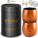 GENUINED Enlarged Charred Wooden Whiskey Glasses Set of 2, Bourbon Gifts for Men, Anniversary, Birthday, Christmas Gifts, Old Fashioned Smoked Bourbon Drinking Glass