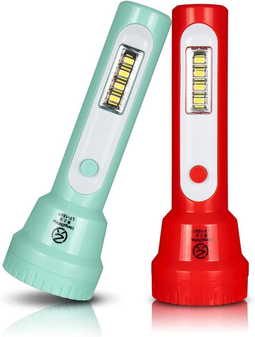 2 Pack Rechargeable Kids Flashlight,Portable Flashlight with COB LED,Lightweight and Bright Flashlights for Kids EDC Flashlight for Toddler School Children's Kids Camping(Middle)