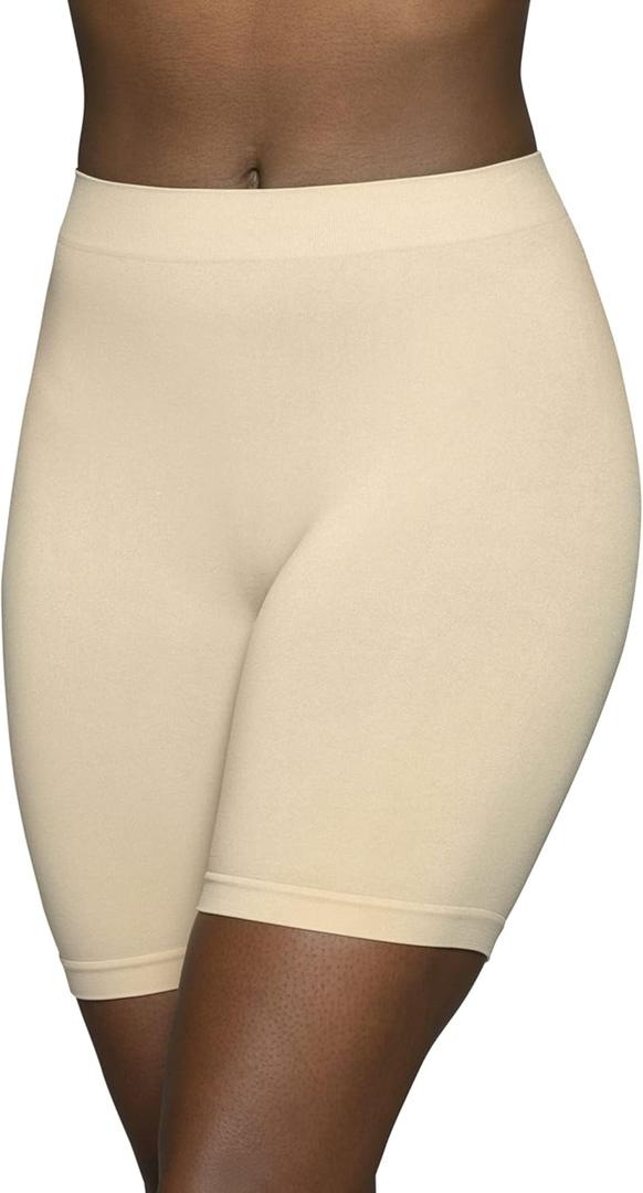 Vanity Fair Women's Seamless Slip Shapewear Shorts, No Show Look Under Dresses, Skirts & Pants (Medium, Light Smoothing - Anti Chafing - Damask Neutral)