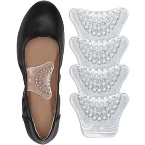 Arch Support Inserts Women, Customizable 3-Height System for Plantar Fasciitis, Non-Slip Invisible Bio-Gel, Butterfly Contour for Heels, Flats & Sandals (2 Pairs, High Arch)