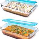 Libbey Bakers Premium 2 Piece Glass Baking Dish Set, Stackable Casserole Dish with Lid Set, Baking Glassware for Casseroles, Lasagna, Brownies, Cakes