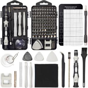 STREBITO Precision Screwdriver Set 124-Piece Electronics Tool Kit with 101 Bits Magnetic Screwdriver Set for Computer, Laptop, Cell Phone, PC, MacBook, iPhone, Nintendo, PS4, PS5, Xbox Repair (Grey)