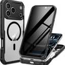 seacosmo for iPhone 17 Pro Max Case, Full Body Bumper with Built-in 9H Tempered Glass Privacy Screen Protector and Camera Lens Protection, Compatible with MagSafe, Shockproof Phone Case, 6.9", Black