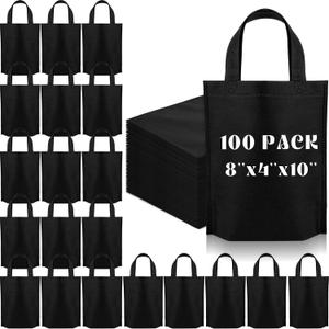 Windyun Small Non Woven Gift Bags with Handles, 8 x 4 x 10 Inch Reusable Foldable Treat Tote Bag for Party Favor