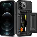 SAMONPOW for iPhone 12 Pro Max Case Wallet with Card Holder [4 Cards] & Stand & Military-Grade Protection Heavy Duty Shockproof Hidden Card Slot Wallet Phone Case for iPhone 12 Pro Max for Women Men (Black)