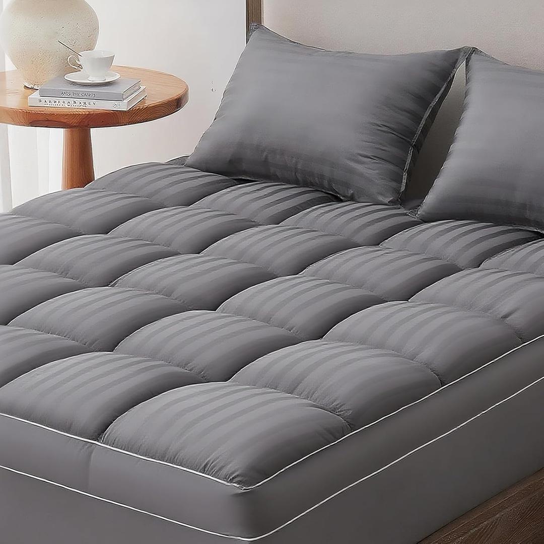 TopTopper Mattress Topper Queen, Extra Thick Cooling Mattress Pad Cover for Back Pain, Breathable Mattress with 8-21" Deep Pocket, 5D Snow Down Alternative Overfilled Plush Pillow 60"x80" Dark Grey
 5' x 5'