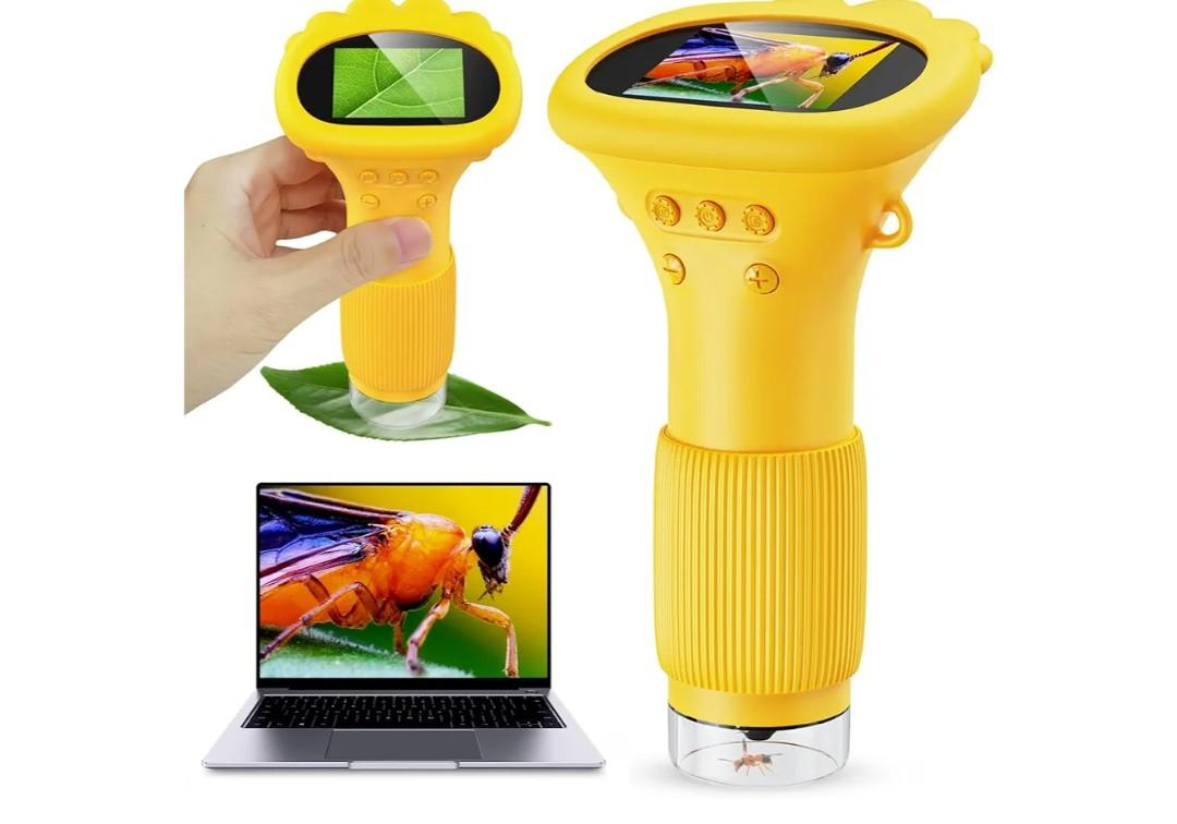 Kids Microscope - Ashfly 1000X Portable Microscope for Kids, Photo & Video Miniscope Pocket Microscope Gifts, 2'' Digital Screen | Ideal Easter Gifts 2026 for Boys Girls Age 3-12