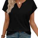 WIHOLL Womens Summer Tops 2026 Cap Short Sleeve Shirts V Neck Tshirts Spring Blouses Beach Vacation Clothes (Black, M)