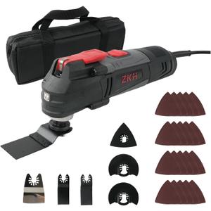 ZKH Oscillating Tool, 3.2 Amp Oscillating Saw, 3.5 Oscillation Angle, 10,000 to 22,000 OPM Oscillating Multi Tool with Tool-Free Blade Change, 26PS Accessories,10 ft Cord, Tool Bag for Sanding