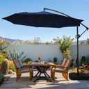 wikiwiki 10ft Patio Umbrella with Base Included, Outdoor Offset Cantilever Umbrella, Infinite Tilt, Crank and Cross Base, Navy