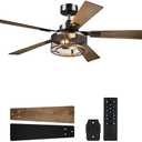 VONLUCE Ceiling Fans with Lights, 52 Inch Ceiling Fan and Remote, 6-Speeds Noiseless Reversible DC Motor, Cage Ceiling Fan for Bedroom Living Room Farmhouse, Walnut