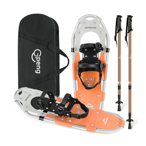 Gpeng Snowshoes for Men Women Youth Kids, Light Weight Aluminum Snow Shoes with Trekking Poles, Crampon Protector and Carrying Tote Bag () (21" Length, 8" Width, Capacity 70-150lbs), Orange (with poles))