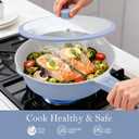AIKENBBKK Ceramic Frying Pan Skillet with Lid, 12 inch Nonstick Deep Frying Pan for Cooking, 5 QT Large Saute Pan with Detachable Handle, Induction Ready, PTFE & PFAS-Free, Oven Safe, Blue