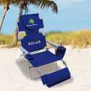 Tommy Bahama 4-Position Face-Opening Read Through Lounger with Ottoman, Portable Folding Beach Chair, Navy, 35" D X 30.5" W X 41" H
