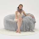 Bean Bag Chair for Adults, High-Density Memory Foam Beanbag Chair with Removable Washable Velvet Cover, Fast Rebound Fluffy Lazy Sofa Couch for Living Room & Bedroom