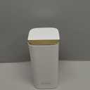 Makeup Brush Holder with Lid, Push Pop-Up Makeup Brush Organizer, 4 Slots Makeup Cosmetics Organizerfor Vanity Decor, Bathroom Countertop , Large Capcity, Dustproof, Waterproof | White and Gold