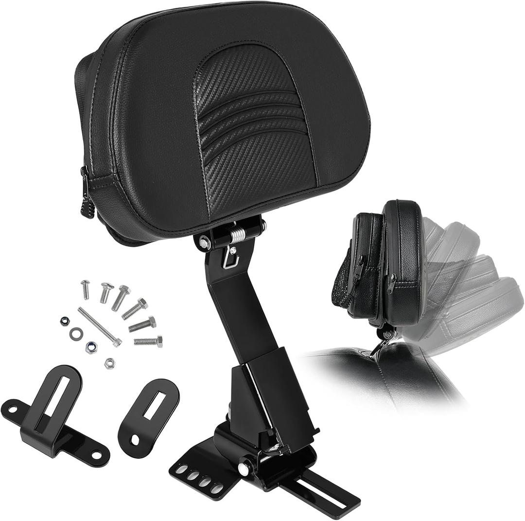 Amazicha Rider Driver Backrest, Detachable Driver Backrest, Adjustable Plug-in Rider Backrest Fit for Harley Davidson Touring Road King Electra Glide Road Glide Street Glide 1997-2024, Gloss Black