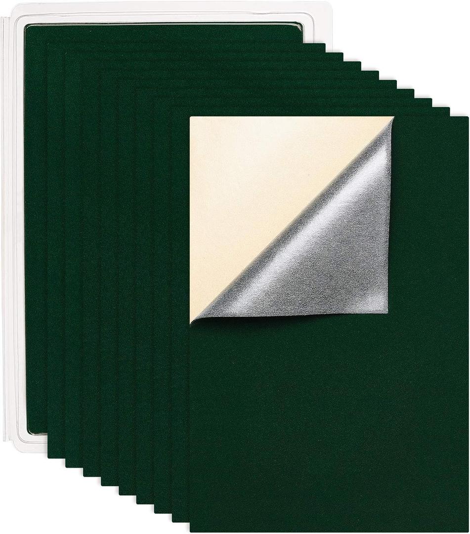 BENECREAT 20PCS Christmas Velvet (DarkGreen) Fabric Sticky Back Adhesive Back Sheets, A4 sheet (8.3" x 11.8"), Self-Adhesive Durable and Water Resistant Multi-purpose for Festival Art and Craft Making